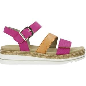 NEW REMONTE women's strappy sandals in magenta/orange synthetic